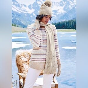 Soft Surroundings Wrenley Striped Sweater | Pastel Fuzzy Knit Pullover Size 3X